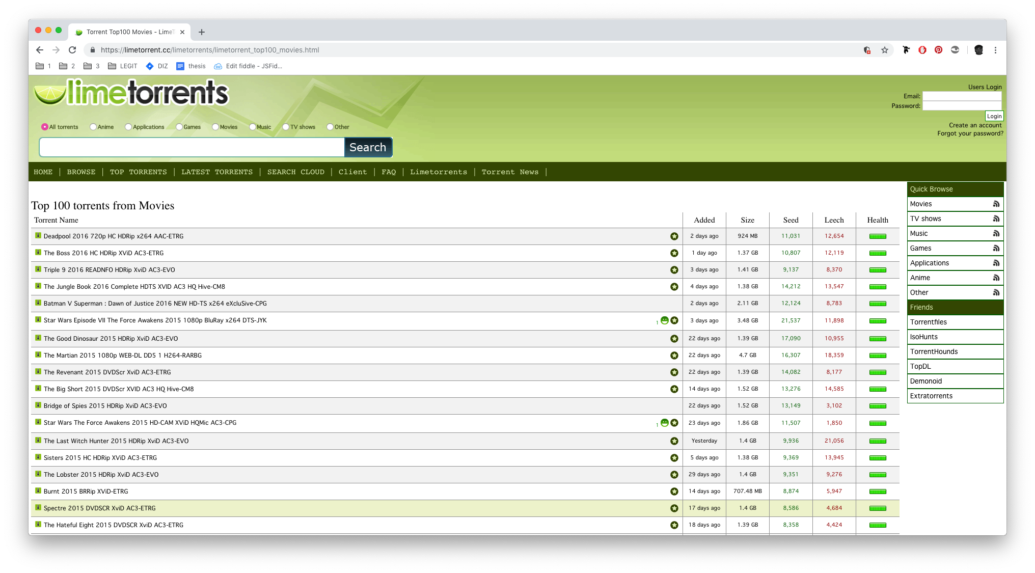 A newsletter of legal movies